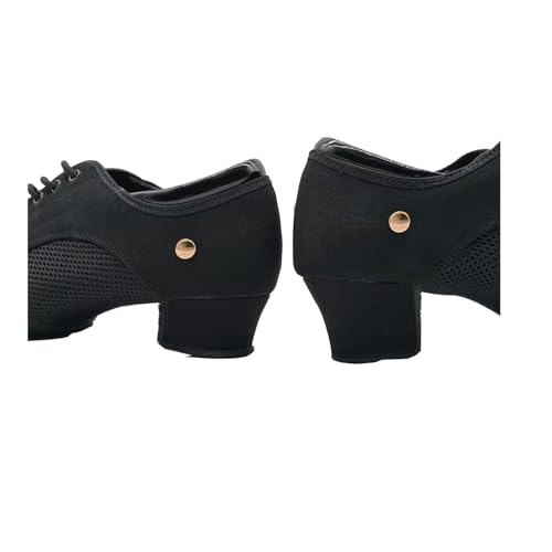 Women's Ballroom Dance Shoes Closed Toe Lace-up Suede Sole Professional Modern Salsa Latin Teaching Practice Performance Dance Shoes,Black3