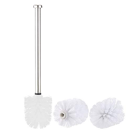 ROSETOR Juego de baño: escobilla de inodoro con mango de acero inoxidable y 3 accesorios de 8 cm (blanco)