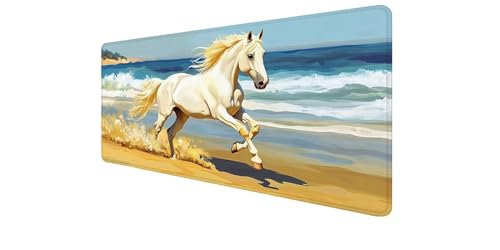 Alfombrilla de ratón XXL 900x400mm con diseño de playa y base de goma antideslizante para escritorio