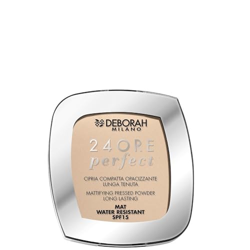 Deborah Milano - Polvo compacto, 24 horas Perfect SPF 15, rosa N3, textura ultrafina, mate, calmante y regenerador para pieles sensibles, 9 g