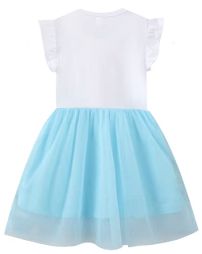 Little Girls Short Sleeve Cotton Casual Dress Cartoon Appliques Playwear Basic Shirt Jersey Dresses2