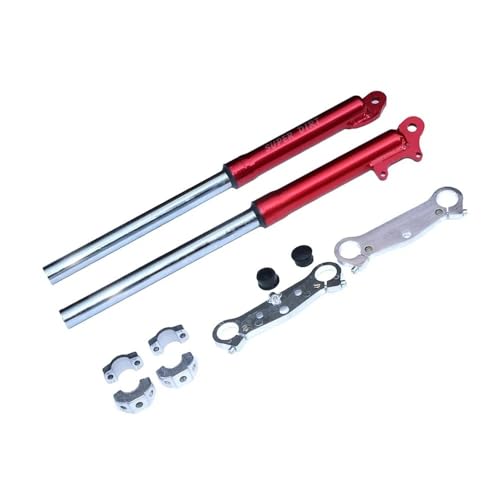 Fourche avant 510mm et absorption chocs 25mm pour mini moto pocket bike 49cc rouge