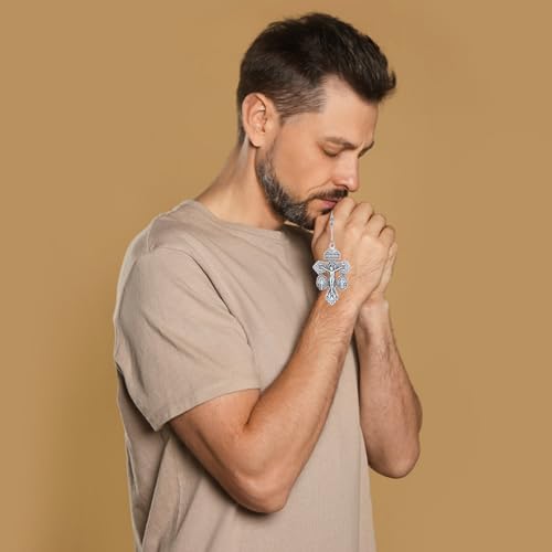 SANDOO Pardon Crucifix Necklace with Stainless Steel Rosary Beads - Cruz Del Perdon Catolica with St Benedict Medal,Crucifijo Del Perdon,Regalo Religioso Católico De Para Hombres Y Mujeres3