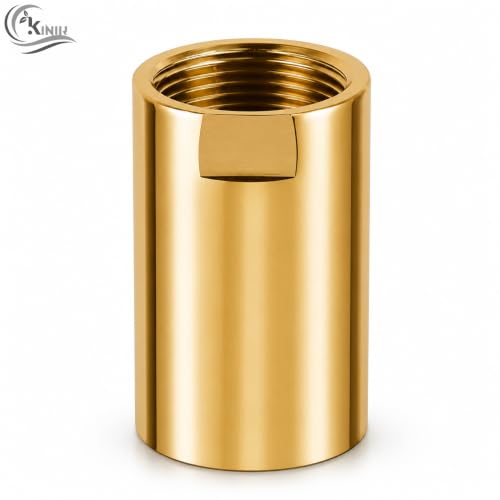 Image of KINIK CP Brass Socket Connector 1 /2 Inch x 1 /2 Inch Chrome Plated Pipe Fitting Adapter Heavy Duty Leak Proof Rust Resistant Coupling for Bathroom Kitchen Plumbing Water Pipe Connector Use Durable
