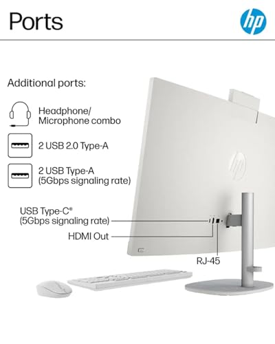 Image of HP All-in-One Desktop Computer, 27'' FHD Touchscreen, Windows 11 Pro, Intel 12-core Ultra 7 155U(Beats i7-1355U), Wi-Fi 6, Bluetooth, Adjustable Height, Anti-Glare (16GB RAM | 1TB SSD)