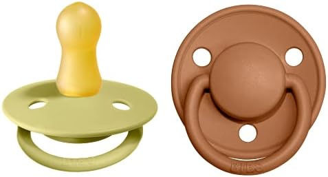 BIBS De Lux Soother 2-Pack, BPA Free Dummy Pacifier, Round Nipple. Natural Rubber Latex, Size 2 (6-18 Months), Blush Night / Vanilla Night