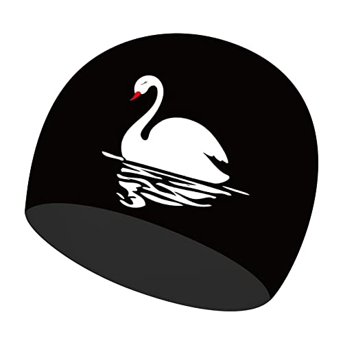 Badekappen, Silikon-Badekappe, rutschfest, wasserdicht, Badekappe für langes Haar, Damen und Herren, Erwachsene, Kinder, Schwarz Cover