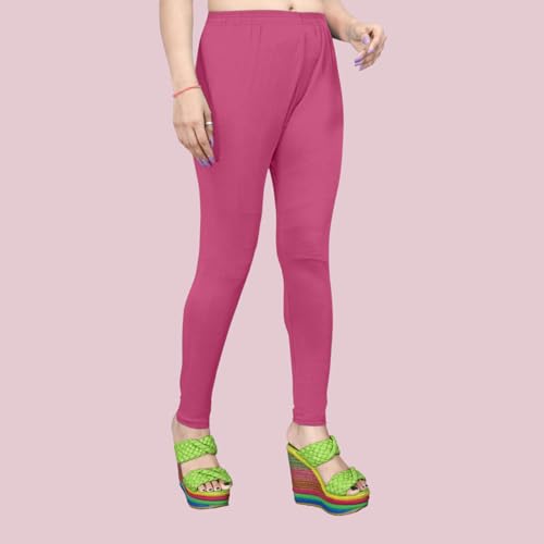 Image of Women's Solid Mid Rise Slim Fit Ankle Length Leggings - Comfortable and Stylish Yoga Pants for Workout, Running and Everyday Wear