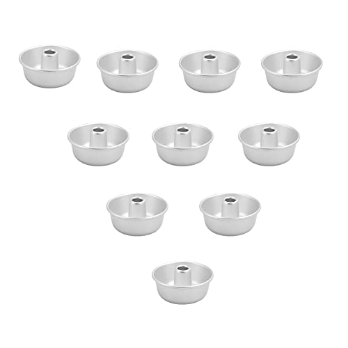 LZbeove Aluminium Alloy Donut Cake Mold For Baking Ring Mold Pan Mousse Chocolate Donut Cake Pan Brownies Dessert Doughnuts Pastry Tools Reusable Baked Pan (Silver-10PCS)