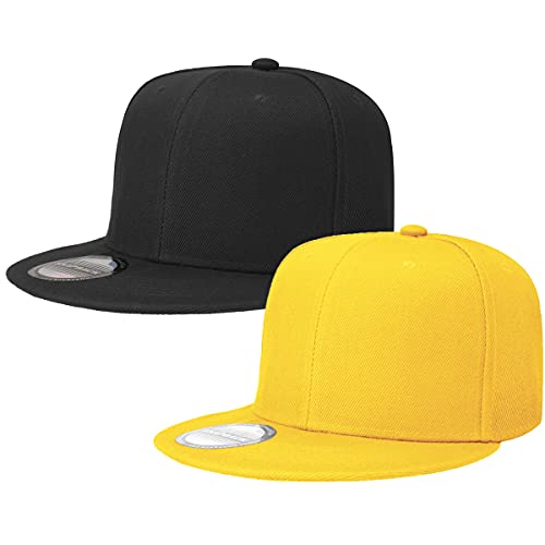 Image of Classic Snapback Hat Cap Hip Hop Style Flat Bill Blank Solid Color Adjustable Size
