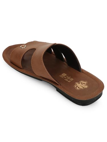 Image of Liberty A-HA MPU-58 Casual Flat Sandal For Men - Black,Brown, Tan PU Slip-on Slipper - Stylish Footwear for Travel, Office & Home - Soft Padded Sole - Lightweight and Durable - Outdoor Chappal for Man