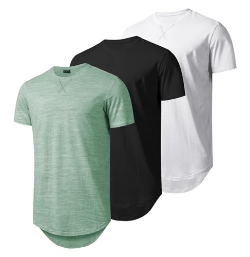 LETAOTAO Long Shirts for Men Hip Hop Shirts Longline Tie Dye Shirts Hipster Gym T Shirts Scallop Tee(Regular&Big and Tall)