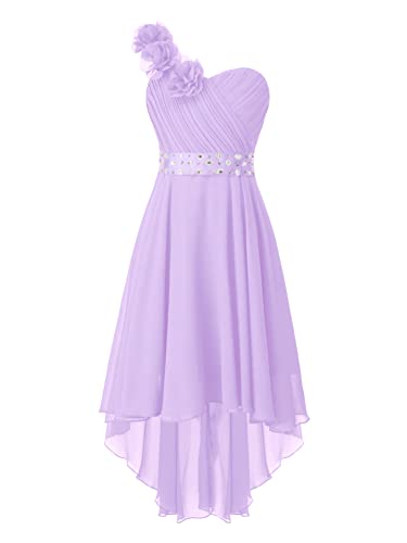 Alvivi Vestito da Festa Ragazza Chiffon Monospalla Bambina Abito da