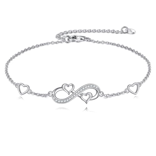 Image of VONALA Evil Eye Anklet 925 Sterling Silver Irish Celtic Knot /Witches Knot /Claddagh /Infinity Heart /Butterfly /Pineapple Chain Hotwife Anklet Foot Ankle Jewerly Gift for Women Mother Wife Sisters