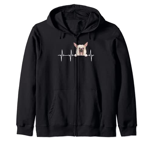 Funny Dog Heartbeat For Chinese Crested Lovers Zip Hoodie, Black