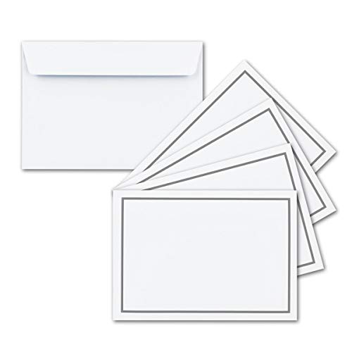 50x Trauer-Brief-Umschläge DIN C6 mit grauem Rahmen - 114 x 162...