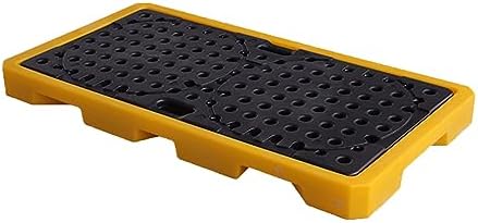 Drum Spill Pallet Industrial Leak Proof Tray with Drain, Nestable Polyethylene Platform, Detachable Anti-Slip Design, 2 Pack,Yellow-1 Pack-51.2
