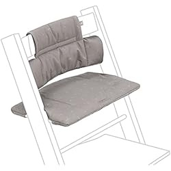 Trona Tipo Stokke Tripp Trapp Cojín Clásico, Gris con Iconos - A Juego con la Silla Tripp Trapp y la Trona para Mayor Apoyo y Comodidad - Lavable a máquina - para Todo Tipo de Sillas Tripp Trapp