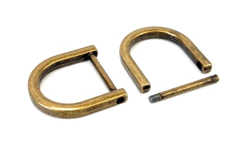VersaKits 4 Pcs 3/4'' Bronze Screw-in D Rings for Purse