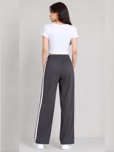 Image of Samfor Woman's Loose Fit Track Pants - Polycotton Joggers with Elastic Waistband & Side Pockets, Lower Comfortable for Gym, Running & Casual Wear