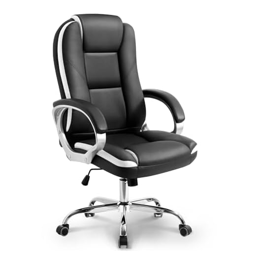 NEO CHAIR Office Chair Computer Desk Chair Gaming - Ergonomic High Back Cushion Lumbar Support with Wheels Comfortable Black Leather Racing Seat Adjustable Swivel Rolling Home Executive
