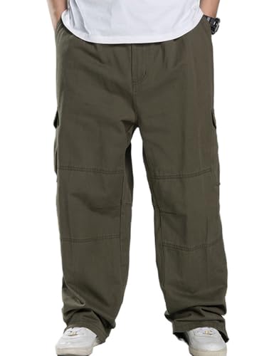 Kinghua Baggy Cargo Pants for Men Casual Loose Fit Elastic Waist Cotton Twill Cargo Pants2