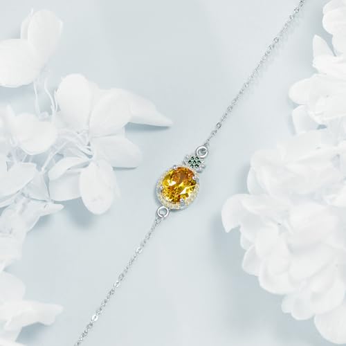 Pineapple Bracelet Sterling Silver Hawaiian Charm Yellow Crystal Bracelet Pineapple Jewelry Gift For Women4