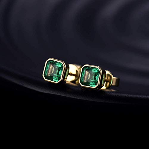 14K White Yellow Gold Natural Emerald Earrings Studs with Diamonds for Women Girls4