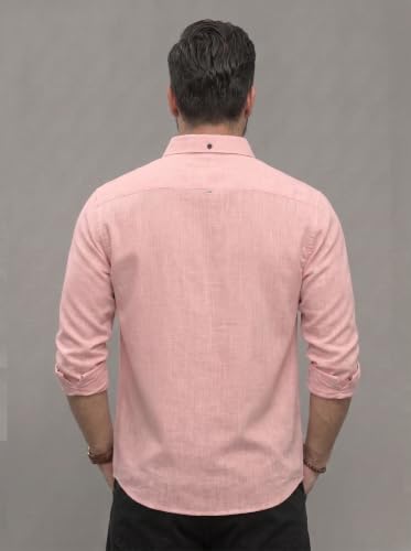 Image of NexaFlair Men's Regular Fit Solid Pattern Laffer Cotton Shirt with Long Sleeve Collared Neck Standard Length and Button Down Closure Type | Mens Casual Shirts | Man's Formal Shirts