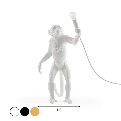 Xindar Desk Lamp, Artistic Jungle Monkey Mini Table Light Resin 1 Head Living Room Nightstand Lamp (White, B) #TOP1