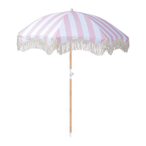 Sombrilla con flecos estilo boho chic e inclinación ajustable de 200cm 2