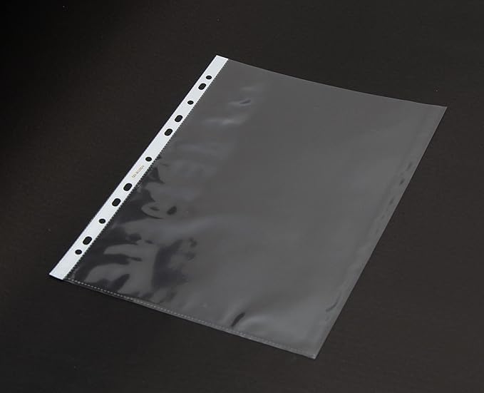 SEJASCOLLECTIONS Heavy Duty | Pack of 25 Pcs | A3 Size, 200 Micron, Transparent Document Sleeves, Leaf Sheet, Clear Certificates/Waterproof Sheet Protectors 11 Holes Punched Ring Files Folder. 1