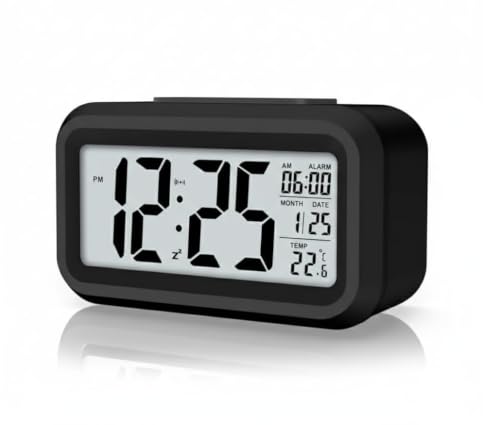 Image of Electronic Digital Clock with Automatic Sensor | Alarm Clock for Bedroom, Study Table & Office | LED Table Clock for Students & Kids | High Sound Alarm Clock for Heavy Sleepers | (Multicolour)