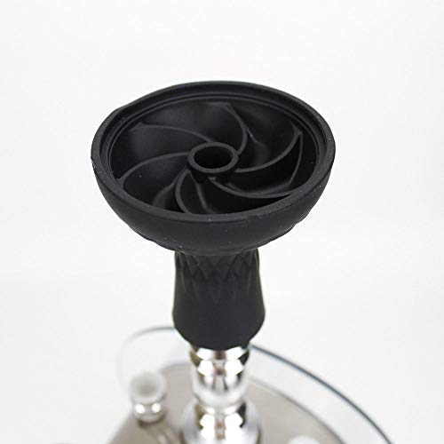 WJMT 16"Schlauchhaare Shisha Complete Set Metallic Modernem Acryl Oval Haken mit Silikon Hukahn Schüssel Hukahn Schlauchzangen Magische LED (Color : Black) – Bild 5