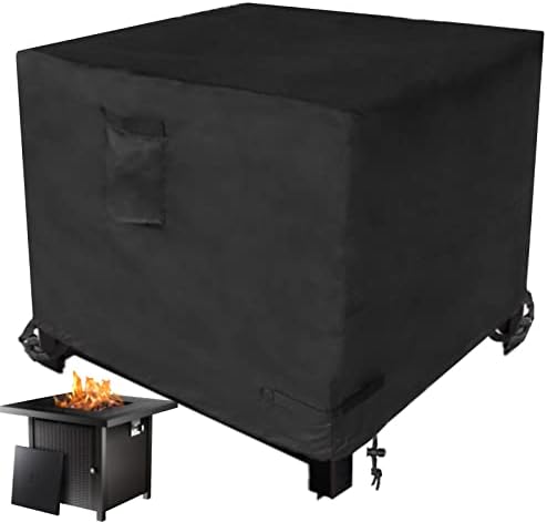 WICKTICK Gas Fire Pit Cover fit 28 - 30 In Square Fire Tables, 600D Heavy Duty & Waterproof Cover for 30x30 / 28x28 Inch Outdoor Tall Propane Firepit Tables