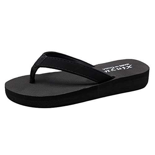 Genérico Sandalias Minimalistas Mujer Chanclas Pala Femeninas Flato Slipper Zapatos de playa estilo étnico Bohemia de mujeres Sandalia Negra Mujer (Black, 36)