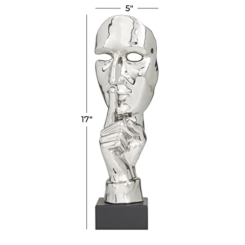 Escultura Decorativa Polystone Máscara 5 x 5 x 17 in Plateado miniatura 3