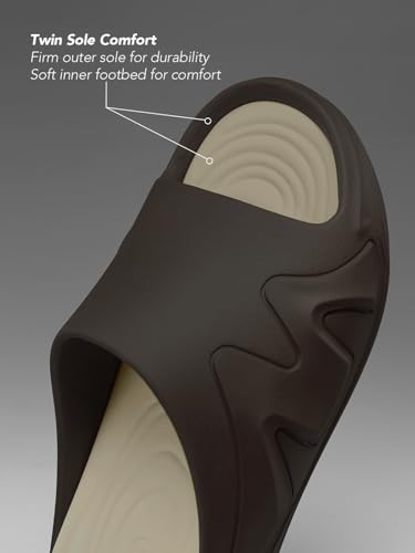 Image of The Souled Store Slides 2.0: Men and Boys Slip On Sliders Streetwear High Density EVA Cushioned EVA Sole Durable Outsole Slip On Construction Lightweight and Arch Support