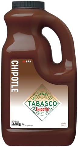 TABASCO® Brand Chipotle Pepper Sauce, Medium Hot Sauce, Bulk Plastic Jug, Smoky & Smooth, Perfect for Large Recipes, Great for Marinating or Grilling Meats & More, 64 Fl Oz (Pack of 1)