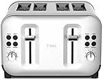 T-Fal Element Acier inoxydable 4 Grille-pain, pains grillés, snacks bagels, réchauffer, 8 les leviers de brunissement, SILVER