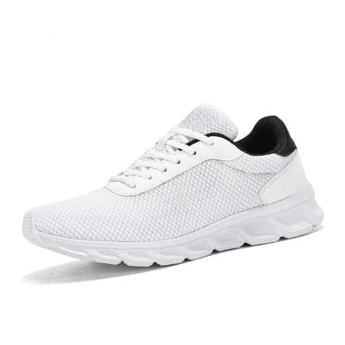 Uomo Scarpe da Corsa Classica Stringata Fitness Sneakers Running Trainer,Bianco,41EU