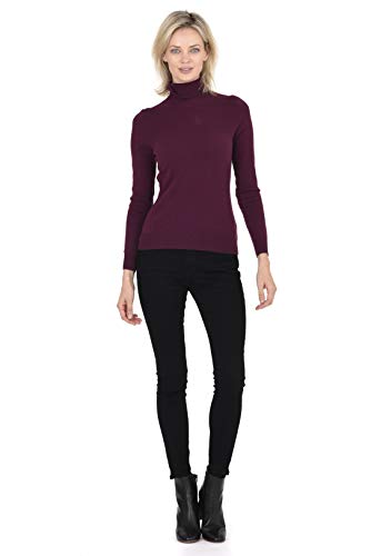 Image of Cashmeren Women's Essential Knit Turtleneck Sweater 100% Merino Wool Long Sleeve Roll Neck Pullover