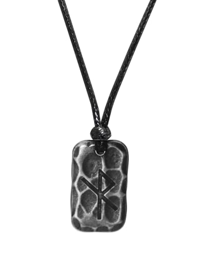 Image of Ankiyabe Stainless Steel Norse Viking Rune Pendant with Adjustable Braided Rope Good Luck /Love /Strenght /Health Viking Symbol Necklace for Men Women