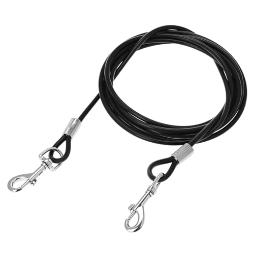 QWORK® Cable de Amarre para Perros de Acero Trenzado, 3 Metros, Ø5mm, con Recubrimiento de PVC - Resistente y Seguro para Exteriores