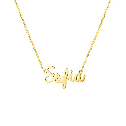 Big Initial Name Necklace Gold Plated Best Friend Jewelry Girls Women Gift for Her Sofia