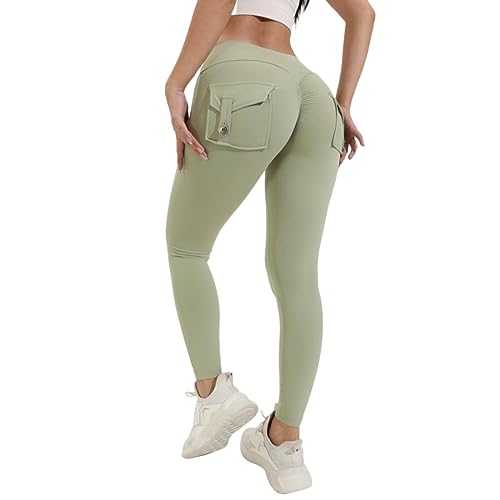 Leggins deportivos mujer push up pantalones deportivos mujer gimnasio leggings elásticos booty pantamedias entrenamiento sin costuras Pants talla grande con bolsillos para correr, tiempo libre