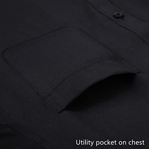 corfty Long Sleeve Dress Shirts for Men - Regular-Fit Casual Button-Down Shirt with Pockets (Medium, Black) - Image 4
