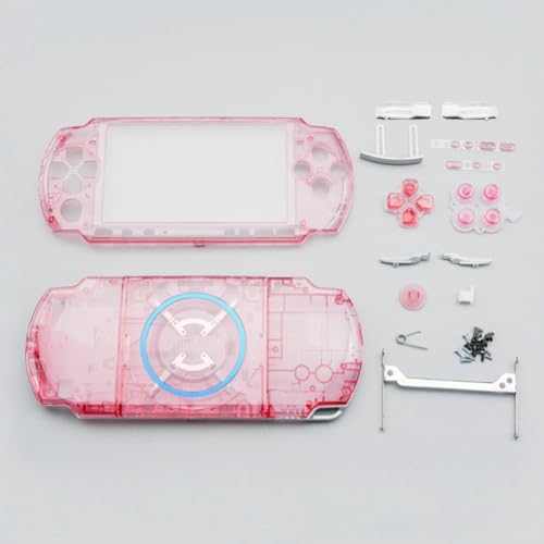 Hzxkqmil Replacement Shell Complete Cover for Sony PSP 3000 PSP3000 Console, Front Rear Cover with Button Screws Set (Transparent Pink)
