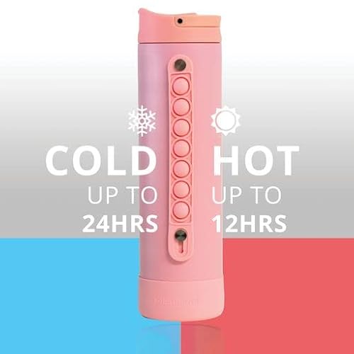 Elemental 20 Oz Iconic Pop Fidget Water Bottles, Kids Bottles For School Girls And Boys, Triple Wall Vacuum Insulated Stainless Steel Leak Proof Kid Bottle With Straw Lid - Rose #TOP4