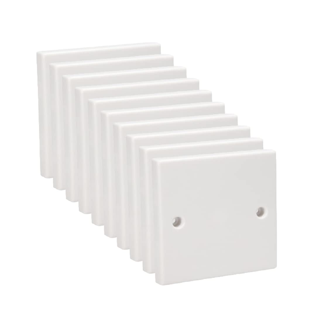 Axiom Ultimate Flat Single/Double Blank Blanking Plate Standard White Cover Plate Cover Plugs Socket Flush, White (Single (1 Gang), Pack of 10)